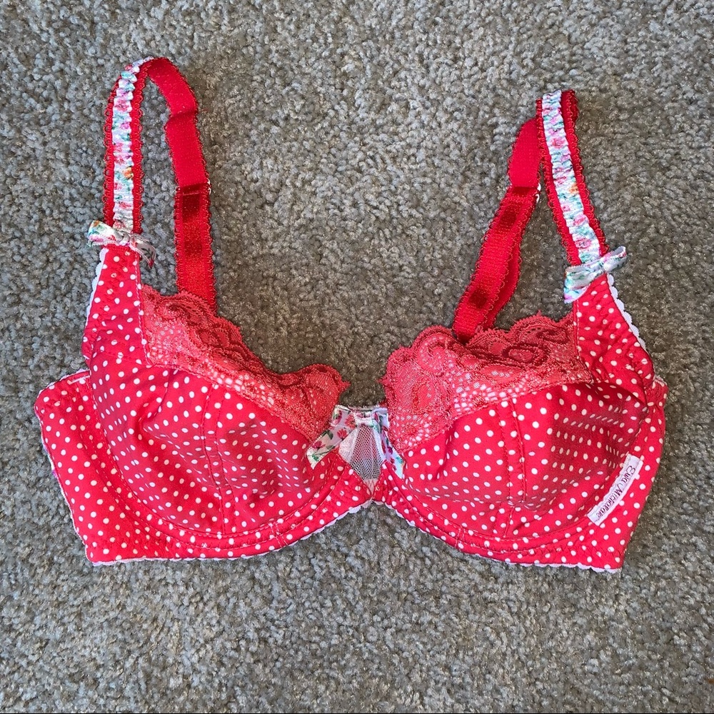 Ewa Michalak Polish Bra: Pin-Up Doll BM Style, 70DD, Red with White Dots